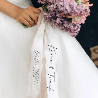 Personalisiertes Brautstraußband For Blumen, Transparenter Tüll Hochzeitsblumen Vokale Andenken, Hochzeitssouvenir, Blumenstraußwickel