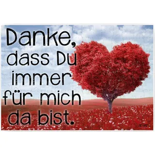 WB wohn trends Puzzle-Botschaft eckig, Danke, DASS Du Immer für Mich da bist - Herz/Baum, 120 Teile 27x18cm inkl. Geschenk-Beutel