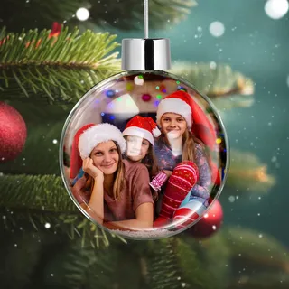 Personalisierte Weihnachtskugeln mit Foto, Weihnachtskugel personalisiert mit doppelseitig bedrucktem Foto, Personalisierter Weihnachtsschmuck für Familie, Freunde, Partner und Babys - Kugel