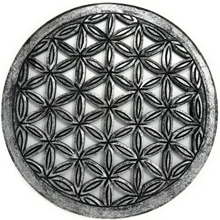 Trintura Blume des Lebens Wanddeko Holz 30cm Dekoratives Wandbild, Lebensblume Deko, Perfekt für Meditation, Yoga und Heimdekoration lebensblume bild holz (30cm Silber)