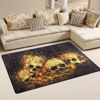 yibaihe leicht Bedruckt Bereich Teppich Teppich Fußmatte Dekorative Skulls und Knochen wasserabweisend leicht zu reinigen für Wohnzimmer Schlafzimmer 153 x 100 cm