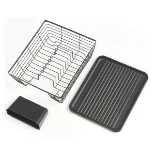 Zeller Abtropfgestell für Geschirr, Metall, schwarz, 3-teilig, Modernes Abtropfgitter im Industrial Style, Maße (L x B x H): ca. 37 x 30,5 x 14,5 cm