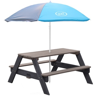 AXI Nick Kinder Picknicktisch aus Holz | Kindertisch in Grau mit Sonnenschirm für den Garten