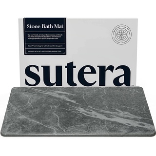 SUTERA - Stein Badematte, Kieselgur-Duschmatte, rutschfest, super saugfähig, schnell trocknend, Badezimmer-Bodenmatte, natürlich, leicht zu reinigen (23,5 x 15 Schiefer)