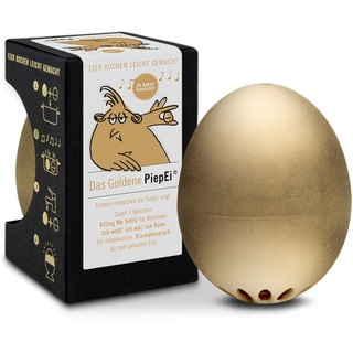 Das goldene PiepEi - Singende Eieruhr zum Mitkochen - Eierkocher für 3 Härtegrade - Goldene Hochzeit Geschenk - Lustiges Kochei - Musik Eggtimer - Brainstream