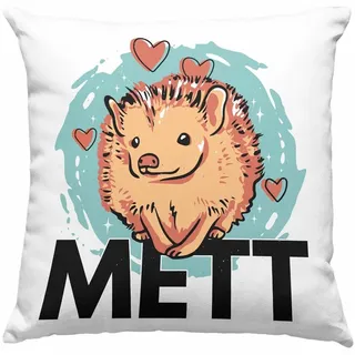 Trendation Dekokissen Trendation - Mettigel Mettbrötchen Kissen Spruch Mett Igel Geschenkide grau