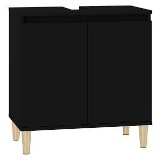 vidaXL Waschbeckenunterschrank 821253, stehend, schwarz, mit 2 Türen, (B/H/T) 58 x 60 x 33 cm