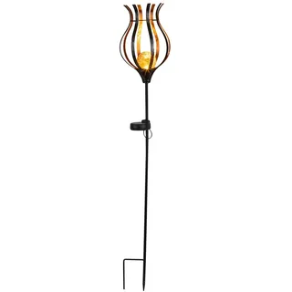 LED Solar Gartenstecker mit Crackleglas Kugel ca. 15 x 15 x 90 cm Metall neu