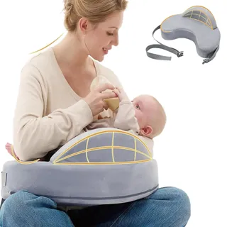 Sicheres und bequemes Stillkissen, stabile ergonomische Stützerfahrung, große Stilleinlage, verstellbarer Hüftgurt, Memory-Baumwollkern, starke und bequeme Unterstützung, Stillprozess einfach (grau)