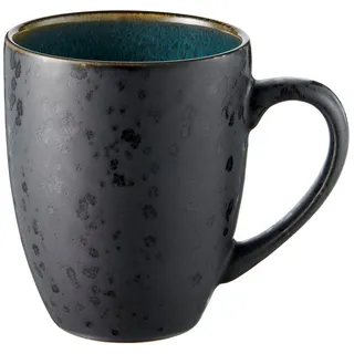 Bitz Becher Becher mit Henkel matt black / shiny green 0,3 l, Steinzeug, Becher 30 cl Steinzeug Schwarz/Grün schwarz