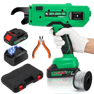 NEWTRY Akku-Bewehrungsbindegerät 7~34mm Stabstahl automatische Umreifung | Elektro Draht-Driller, mit zwei 2Ah Batterien und Ladegerät, Umdrehungen und Kraft einstellbar, Personalkosten einsparen