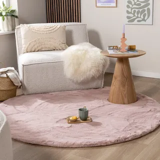 FRAAI | Home & Living Hochflor Teppich Rund - Comfy Supreme Rosa - Ø 200 cm - Shaggy, Einfarbig - Modern, Skandinavisch - Wohnzimmer, Esszimmer, Schlafzimmer - Fellteppich
