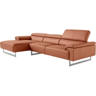 Egoitaliano "Malika, edel und bequem, Designsofa mit hochwertigen Bezügen, L-Form", rot (brick), B:287cm H:94cm T:165cm, Leder »BULL« (echtes Rindsleder). Geschliffenes, pigmentiertes und behandeltes Rindsleder mit einer Dicke von 1, 3-1, 5 mm.