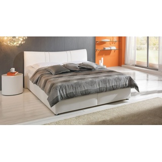 Polsterbett mit Bettkasten - 120x200 cm - weiß - Kunstlederbett Venetien