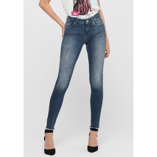 Ankle-Jeans ONLY "ONLBLUSH" Gr. S, Länge 30, blau (graublau) Damen Jeans 5-Pocket-Jeans Röhrenjeans mit Fransensaum