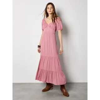 Maxikleid APRICOT "Maxikleid", Damen, Gr. S (36), N-Gr, rosa (pink), Obermaterial: 89% Viskose CV. 11% Lyocell CLY., Puffärmel Elastisch, Kleider Maxikleid, in Knitteroptik