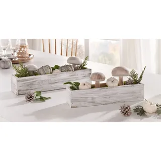 Dekoleidenschaft 2 Pflanzkästen Shabby aus Holz in weiß, Blumenkästen, Balkonkasten, Pflanzgefäß, Garten-Deko für Draußen
