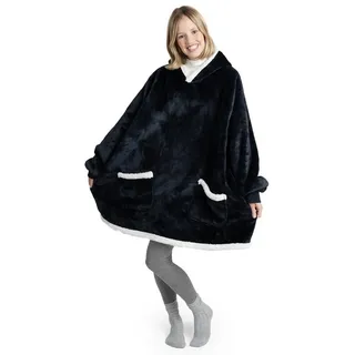 Blumtal Hoodie Ärmeldecke Unisex - flauschig mit Ärmeln - OEKO-TEX zertifiziert mit Ärmeln und Fußtasche blau Medium/Kinder