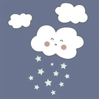 Babywanddeko Raining Stars, Blau, Metall, 50x50x3 cm, Babymöbel, Kinderzimmer-Deko, Babyzimmer Wanddeko