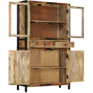 vidaXL Highboard, 100x40x175 cm Massives Raues Mangoholz