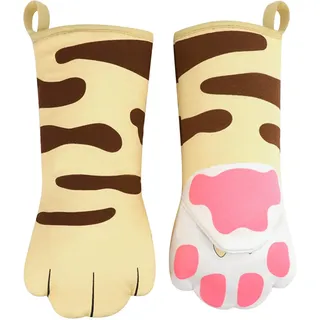 Ofenhandschuh Lustiger Katze Hitzebeständiger Kochhandschuh Grillhandschuhe Anti-Rutsch Baumwollhandschuh Backofenhandschuh für Kochen Backen Grillen
