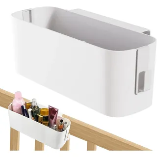CAAGGMM Bett Organizer zum Einhängen, Hängebett Organizer Aufbewahrungskorb mit 2 Abnehmbarer Haken, Nachttisch Organizer, für Zuhause, Wohnheim, Etagenbett, Büro, Weiß