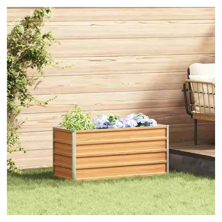 vidaXL Garten-Hochbeet verzinkter Stahl rechteckig 100 x 40 x 45 cm Hellbraun