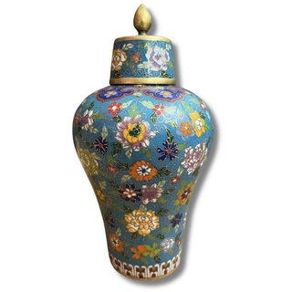Asien LifeStyle Tischvase Cloisonne Vase China Bronze Gefäß 23,5cm groß