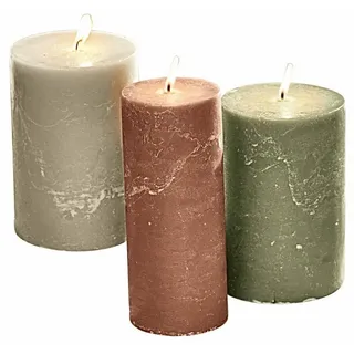 Mirabeau Stumpenkerze Kerze 3er Set Salis orange/grün (3er Set, 3er Set), none beige|grün|orange