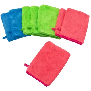 YSN Home Collection NEU Flauschige Mikrofaser Waschhandschuhe Waschlappen 16x21cm - 8 Stück - 3 Farben