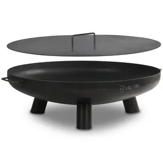 BBQ-Toro Feuerschale Feuerschale Ø 80 cm mit Deckel, Schwarz, Outdoor Dreibein Feuerstelle, (Set, Feuerschale und Deckel), Hitzebeständig schwarz