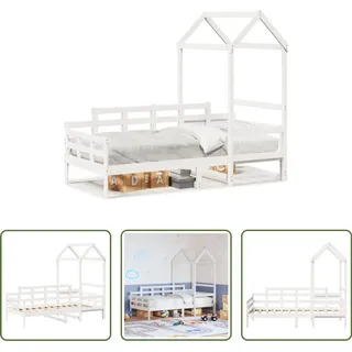 The Living Store Tagesbett mit Dach Weiß 80x200 cm Massivholz Kiefer - Weiß