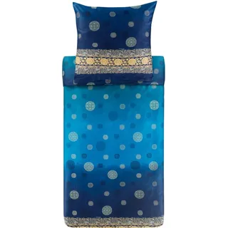 Bassetti PALLAVICINO Bettwäsche + 1 Kissenhülle aus 100% Baumwollsatin in der Farbe Blau B1, Maße: 155x220 + 1 K 80x80 cm - 9329916