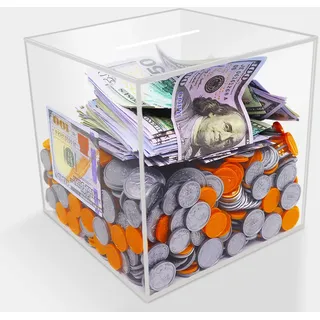 Prounion Spardose Transparent, Nicht zu öffnende Sparbüchse Groß Durchsichtig Acryl Spardosen, Money Saving Coin Münzen Box Bank, Unöffbare Sparschwein Sparbüchsen Sparkasse für Erwachsene, XL