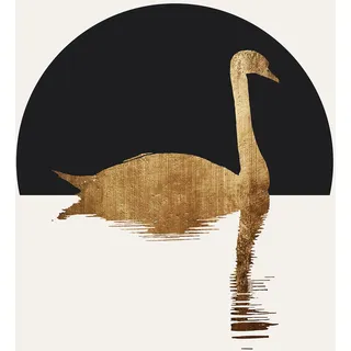 LIVING WALLS Fototapete "ARTist The Swan" Tapeten Vlies, Wand, Schräge Gr. B/L: 2 m x 2,8 m, schwarz-weiß (gold, schwarz, weiß) Fototapeten