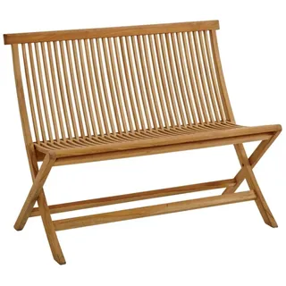 Gartenbank Turin von Brafab aus Teakholz, klassisch mit Rückenlehne, klappbar, natur