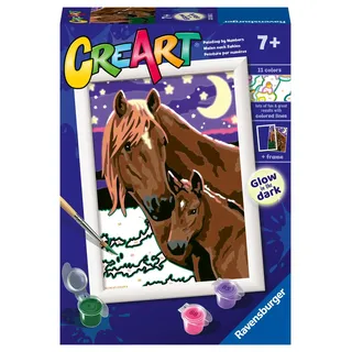 Ravensburger CreArt E-Serie Classic: Pferde Mond und Sterne, Malen nach Zahlen, enthält vorgedrucktes Brett, Pinsel, Farben und Zubehör, kreatives Set für Jungen und Mädchen ab 7 Jahren