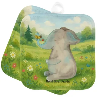 Mr. & Mrs. Panda Topflappen Elefant Biene Design, Topflappen, Weiß, Lustige Sprüche, Liebesspruch, (Packung), Topflappen Set Biene Lustige Sprüche weiß