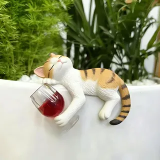 Blumentopf Hängende Deko, Mini Tiere Topfpflanzen Dekoration, Lustige Gartendeko Figuren für Draußen Wetterfest, Outdoor Tierornamente für Garten Pflanzer Balkon Deko, Frühlingdeko Geschenke (Katze)
