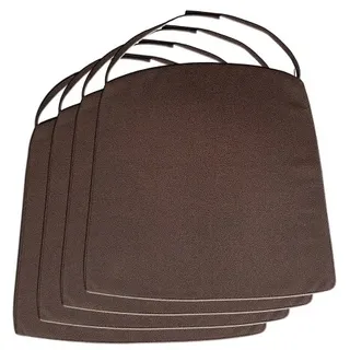 Stuhlkissen Sitzkissen 42x44cm Stuhlauflage braun Wildlederoptik Kissen mit Klettverschluß : SET 4 Stück