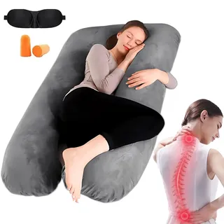 Donubiiu Pillow Daddy Schlafkissen,Schwangerschaftskissen,OrthopäDisches SeitenschläFerkissen,SeitenschläFerkissen U FormfüR Frauen Und SeitenschläFer (Grau)