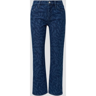 s.Oliver - Cropped Jeans Karolin / Regular Fit / Mid Rise / Straight Leg / All-over-Muster, Damen, blau, 32