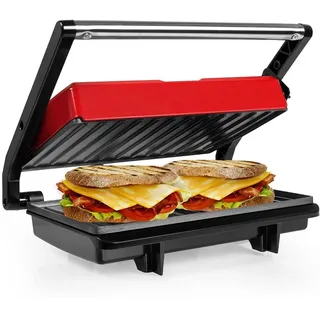 Gotoll Kontaktgrill ,Sandwichmaker,Panini Grill mit antihaftbeschichteten Platten 750W Elektrogrill für Panini,kleiner Tischgrill - Rot