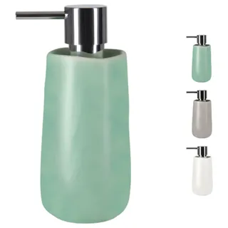 Spirella Seifenspender Sina mit Edelstahlpumpe Flüssigseifen-Spender Porzellan 350ml Langliebig und Robust Grün