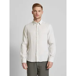 Slim Fit Leinenhemd mit Kentkragen Modell 'SPENSER', Kitt, 40
