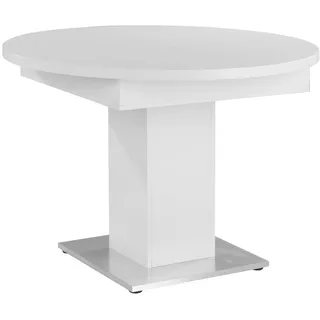 Mäusbacher Esstisch JONES, Ausziehbar, Ø 104 cm, Weiß matt, für bis zu 6 Personen, erweiterbar auf eine Breite von 144 cm weiß