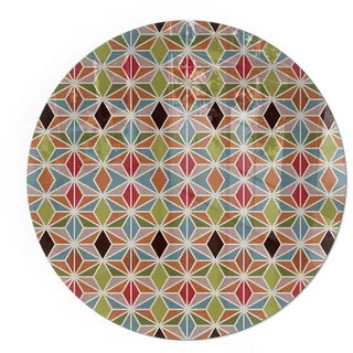 Tulup Kaminbodenplatte Glas 60 x 60 cm rund Polygonale Muster Braun