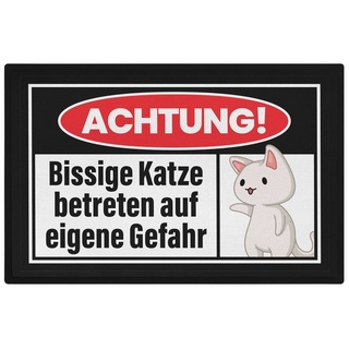 Fußmatte »Achtung Bissige Katze Fußmatte Lustige Fussmatte 60x40 cm Katzen«, Trendation schwarz