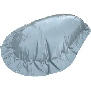 Luftkissen Poolabdeckung CF Aeroshield, aufblasbare Abdeckplane oval achtform 625 x 360 cm, 580 g/m2 grau mit Ösen und Spannseil