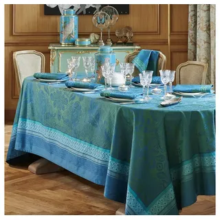 Garnier Thiebaut Tischdecke Garnier-Thiebaut Tischwäschekollektion Isaphire, jacquard-gewebt blau quadratisch | 174 cm x 174 cm